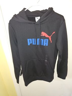 Puma Black Pullover Hoodie with Blue and Red Logo